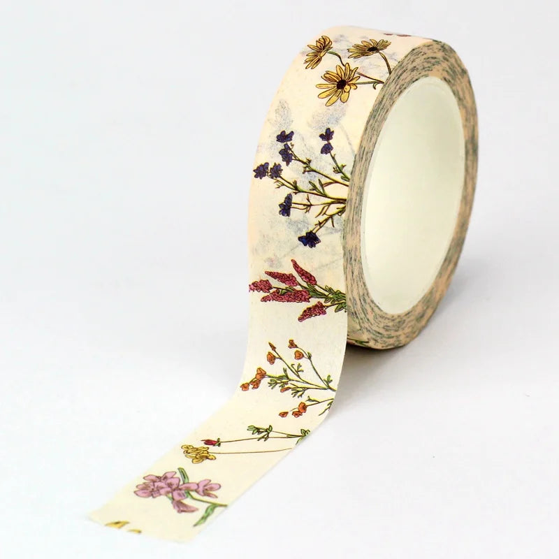 Vintage Botanic Herbs and Wild Flowers Paper Washi Tape | 1pcs