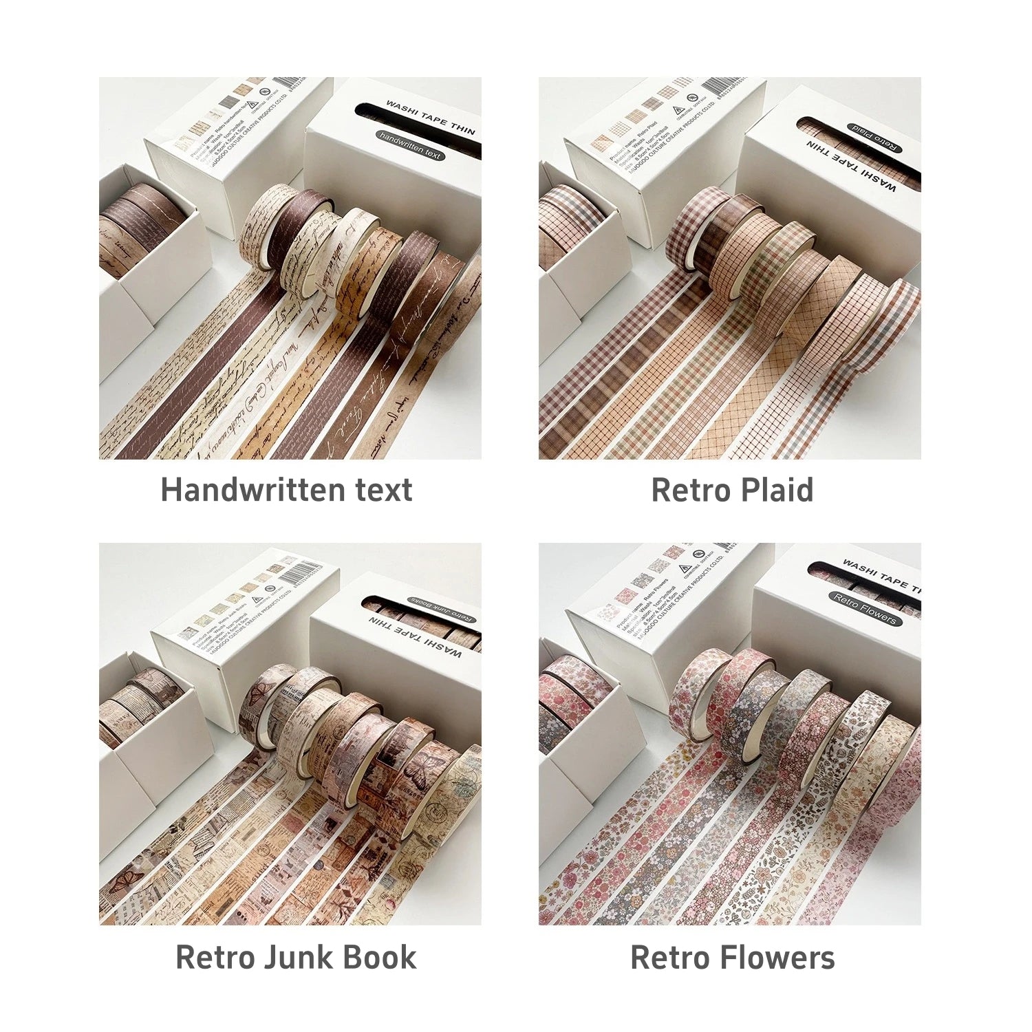 Retro Washi Tapes | Set of 8 Rolls