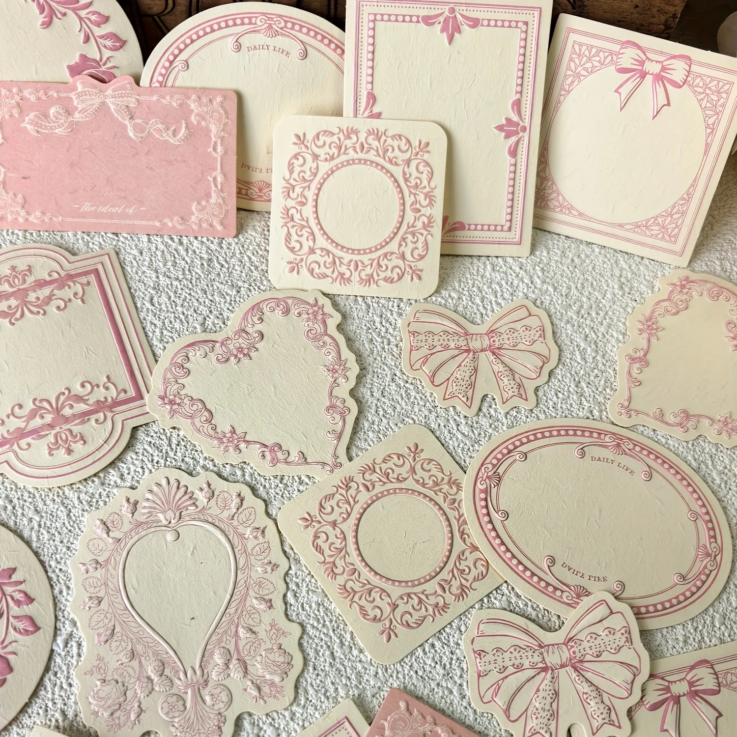 1 box of 30 sheets retro embossed floral border DIY writable decorative hard cardstock paper for scrapbooking Boxed sticky notes