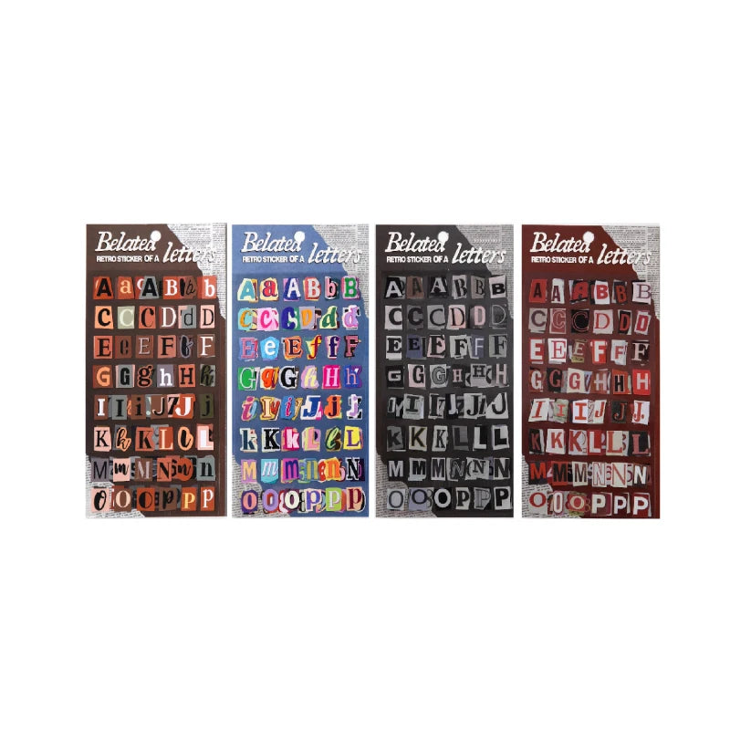 Vintage English Alphabet Number Symbol Stickers | 2pcs/set