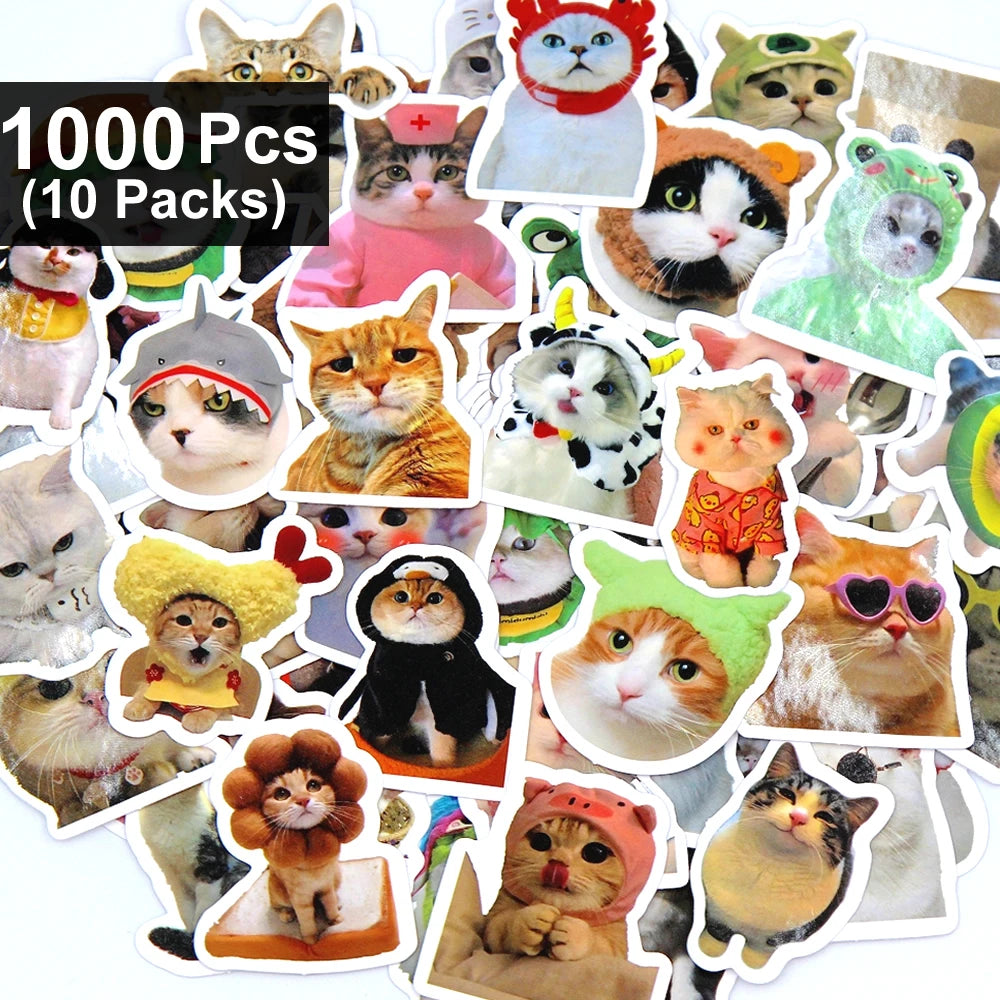 Funny Cat Stickers | 100/500/1000pcs